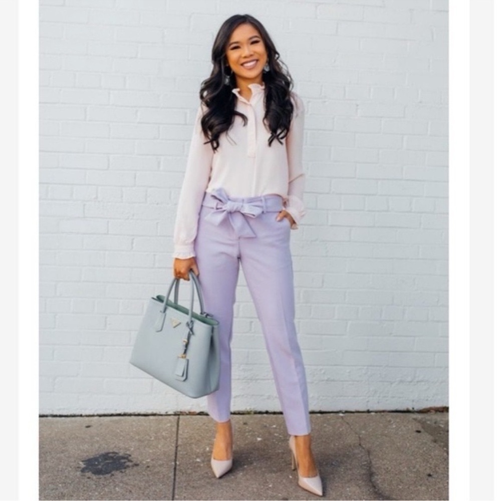LOFT Marisa Slim Tie Waist Ankle Pant Dress Pants Lavender Purple Size 12 - Picture 3 of 12